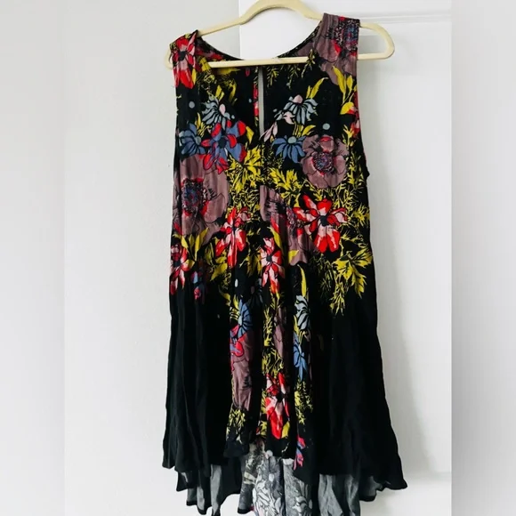 Free People Floral High-Low Skirt - Black and Multicolor - Picture 7 of 10